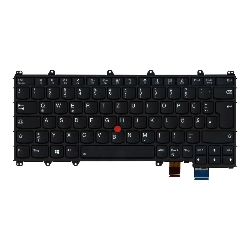 Teclado Lenovo 01HW587 ALEMÁN (QWERTZ), Deutsche Tastatur ThinkPad X380 Yoga 260 Yoga 370 Yoga Retroiluminado Negro