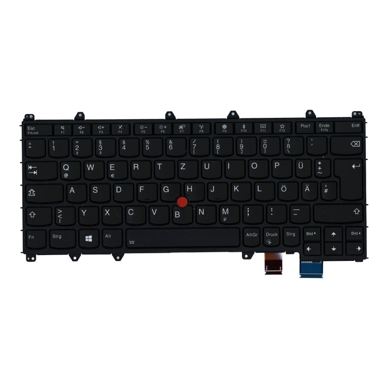 Teclado Lenovo 01HW627 ALEMÁN (QWERTZ), Deutsche Tastatur ThinkPad X380 X370 Yoga Retroiluminado Negro