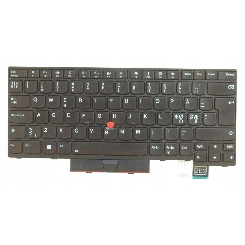 Teclado Lenovo 01HX538 NORDICO (QWERTY), Nordisk Tastatur ThinkPad T470, T480 No Retroiluminado Negro