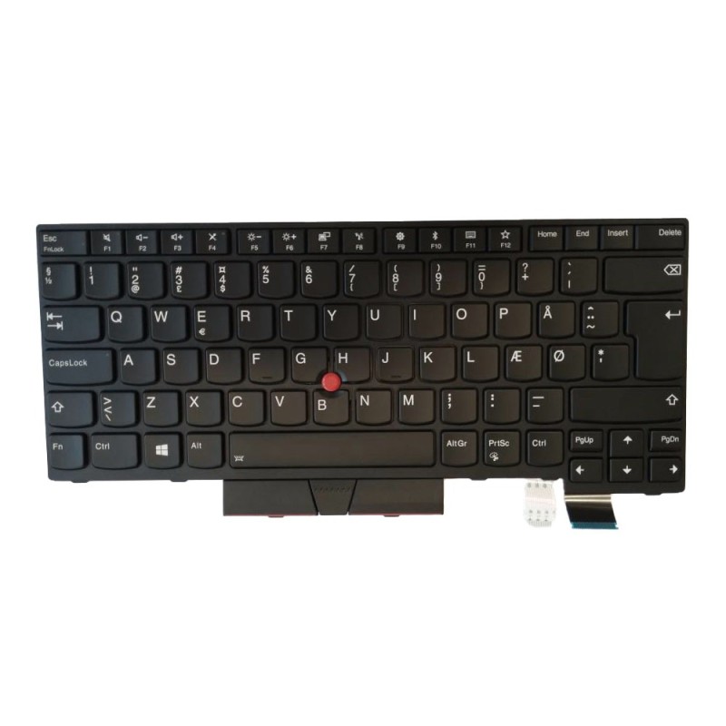 Teclado Lenovo 01AX578 DANES (QWERTY), ThinkPad T470 T480 Retroiluminado Negro [Reacondicionado Grado A]