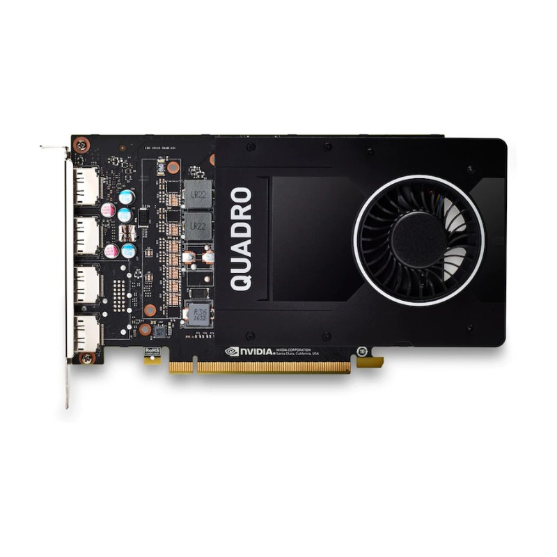 HP Nvidia Quadro P2200 5GB PCI-E x16 Quad Head FH 1280 CudaCores, 4xDP 1.4, X, Single Slot, 75Watt [Reacondicionado Grado A]