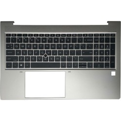 Teclado HP L89916-B31 INGLÉS EEUU (QWERTY), International English Keyboard USA EliteBook 850 855 G7 G8 Plata Palmrest HP - 1
