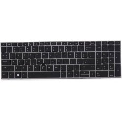 Teclado HP L12765-001, L89916-001 INGLÉS EEUU (QWERTY), International English Keyboard USA ZBook Firefly 15 G5 G6 Gris Palmrest 