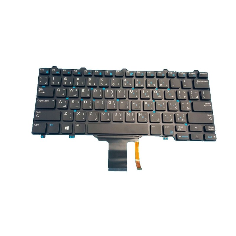 Teclado Dell 0XTFW1 ÁRABE (QWERTY), Latitude E5250 E5270 E7250 E7270 Negro Retroiluminado [Reacondicionado Grado A]
