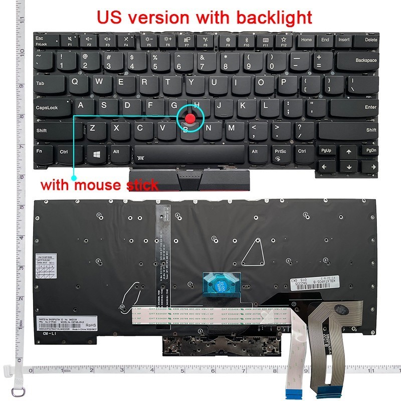Teclado Lenovo SN20R66138, SN20R66138 INGLES UK (QWERTY), English Keyboard UK ThinkPad T490s Retroiluminación Negro