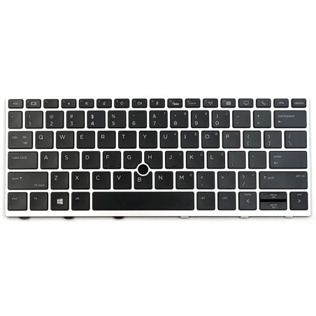 Teclado HP V162726DS1 US (QWERTY), International English Keyboard USA EliteBook 730 830 G5 G6 Retroiluminado Plata HP - 1