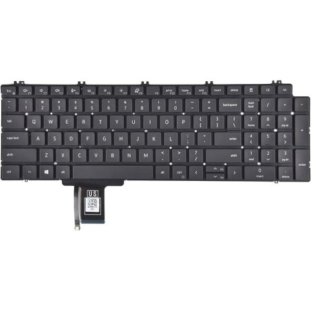 Teclado Dell 08XY7G INGLES EEUU (QWERTY), International English Keyboard USA Latitude 7750 7550 7760 7560 Negro Retroiluminado D