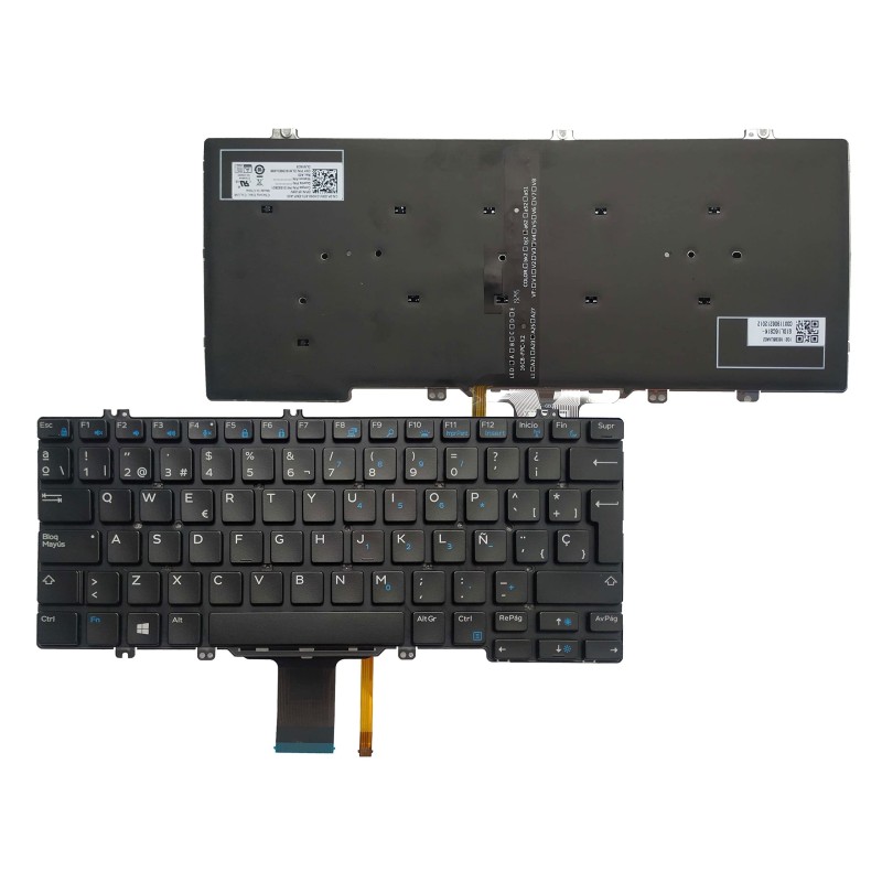 Teclado Dell 030FVP NÓRDICO (QWERTY), Nordisk Tastatur Latitude 5280, 5288, 5289, 5290, 7280, 7290, 7380, 7389, 7390 Retroilumi