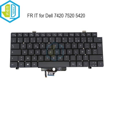 Teclado Dell 0N9J01, FRANCES (AZERTY), Clavier Français, Latitude 7410 7420 5420 Negro Retroiluminado Dell - 1