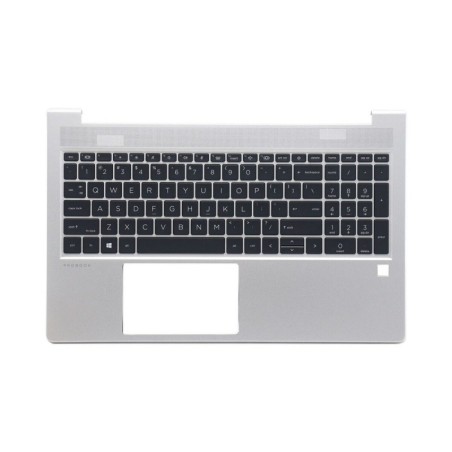 Teclado HP N43874-B31 Inglés EEUU (QWERTY), International English Keyboard Probook 450 455, G8 G9 G10, PALMREST Plata HP - 1
